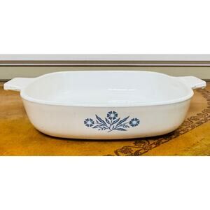 Corning Ware 7" Square Bowl P-7-B Blue Cornflower Pattern 3/4 Qt Made In USA 60s